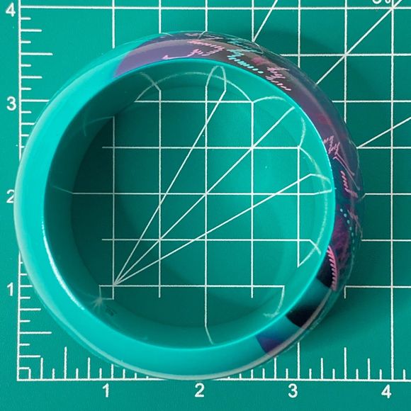 ATC Chunky Bangle Bracelet Wood Solid Green Abstract Multi Color Block - Picture 8 of 9